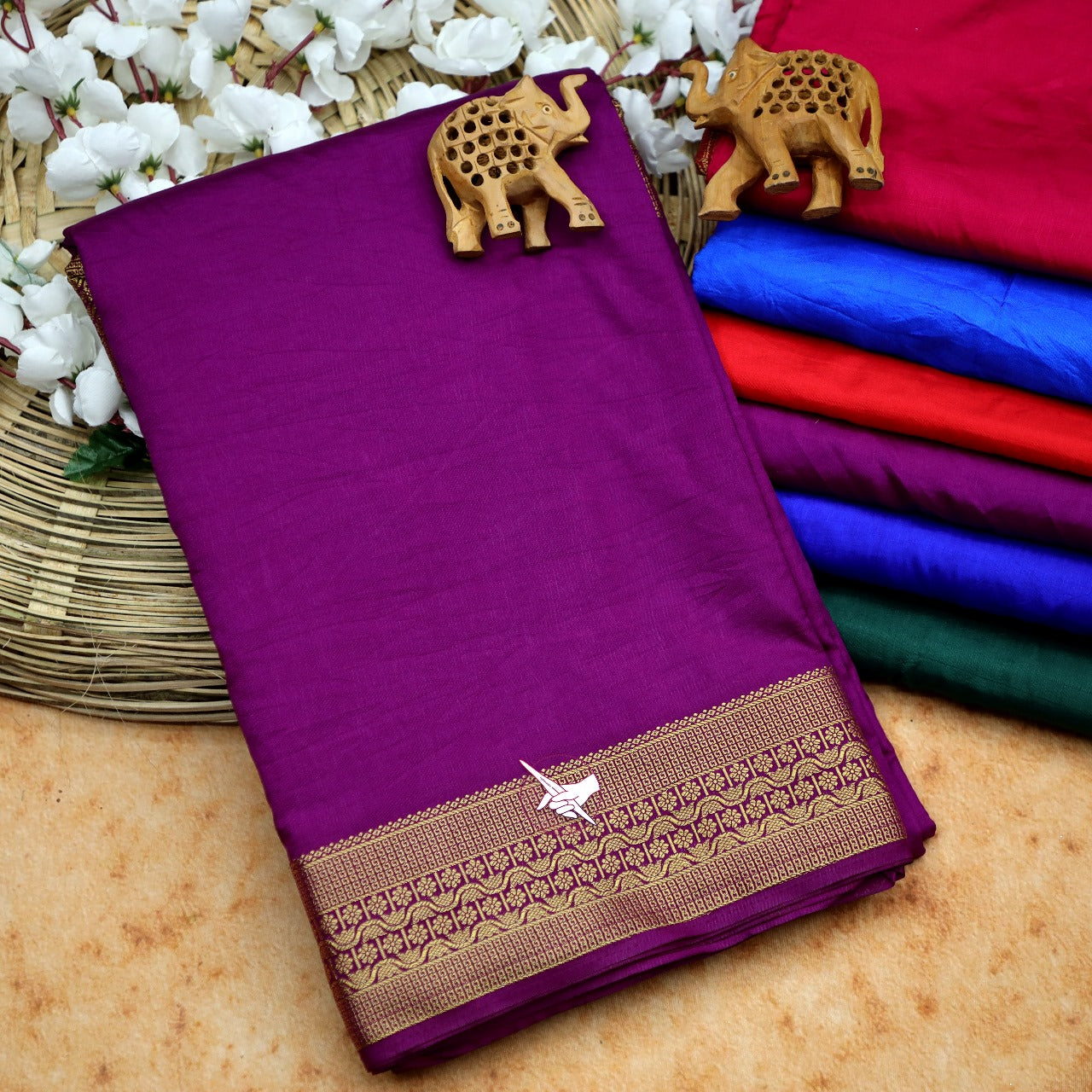 Ethnic Style Purple Mysore Soft Silk Saree With Fancy Blouse Material