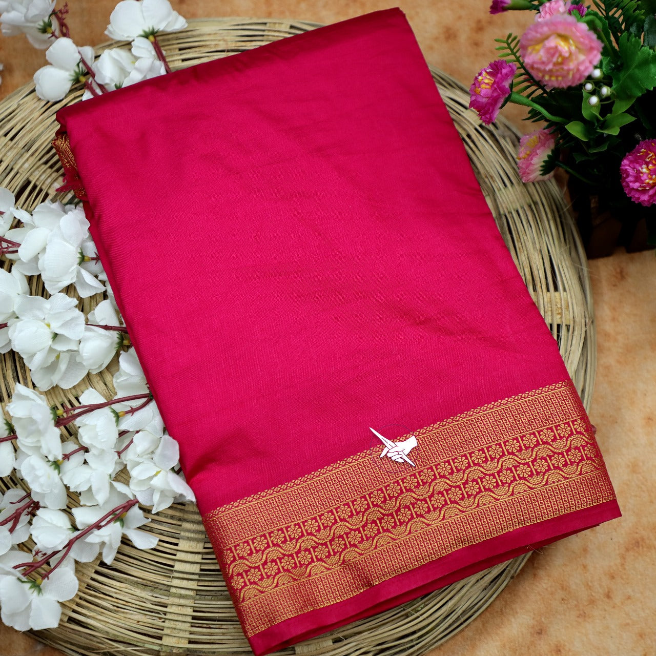 Fashion Forward Red Mysore Silk Saree For Functions With Designer Blouse