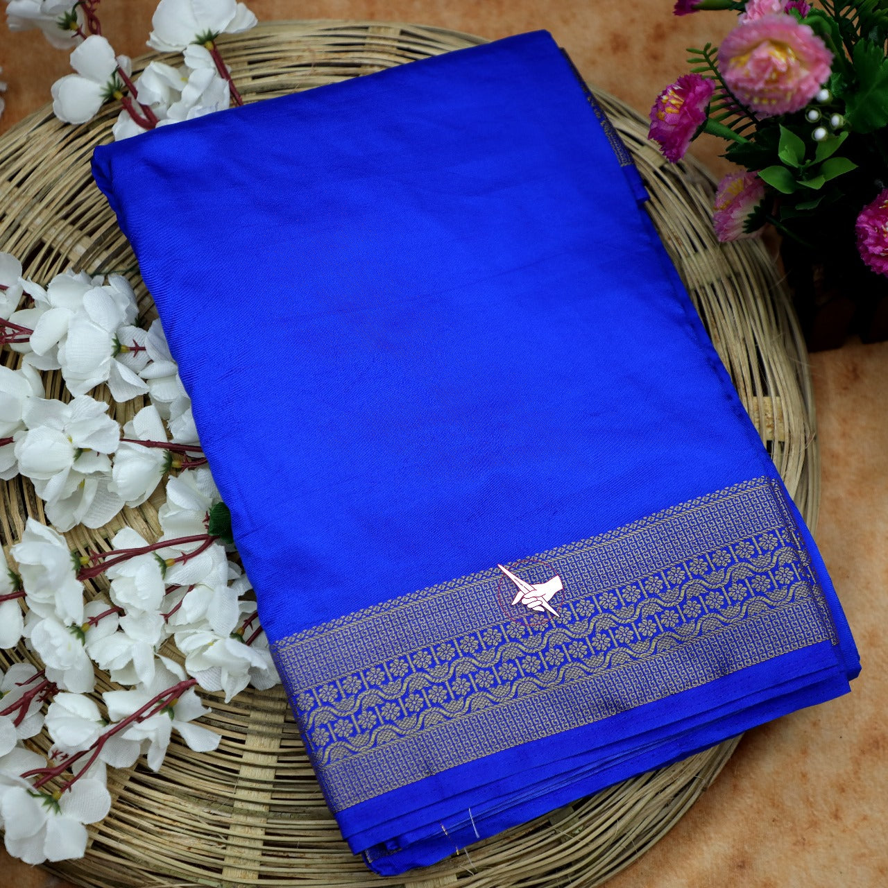 Dazzling Royal Blue Mysore Silk Saree With Traditional Zari And Trendy Unstitched Blouse