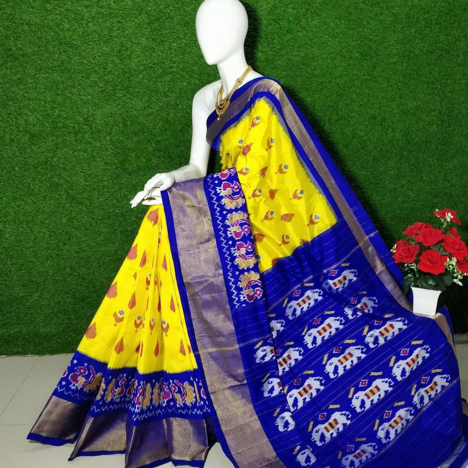 ikkat Printed Handloom Soft Silk Saree 💕