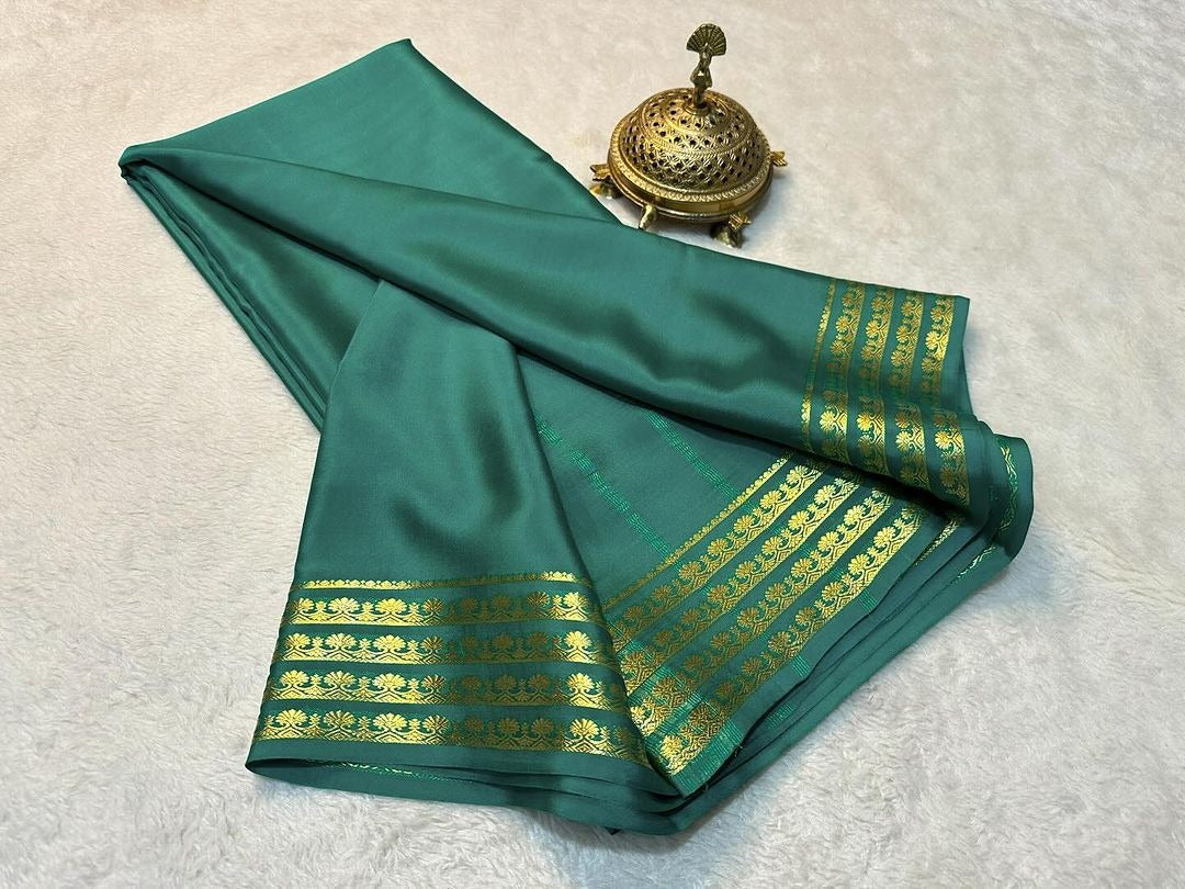 Party Wear Orange Mysore Soft Silk Saree With Traditional Zari Border