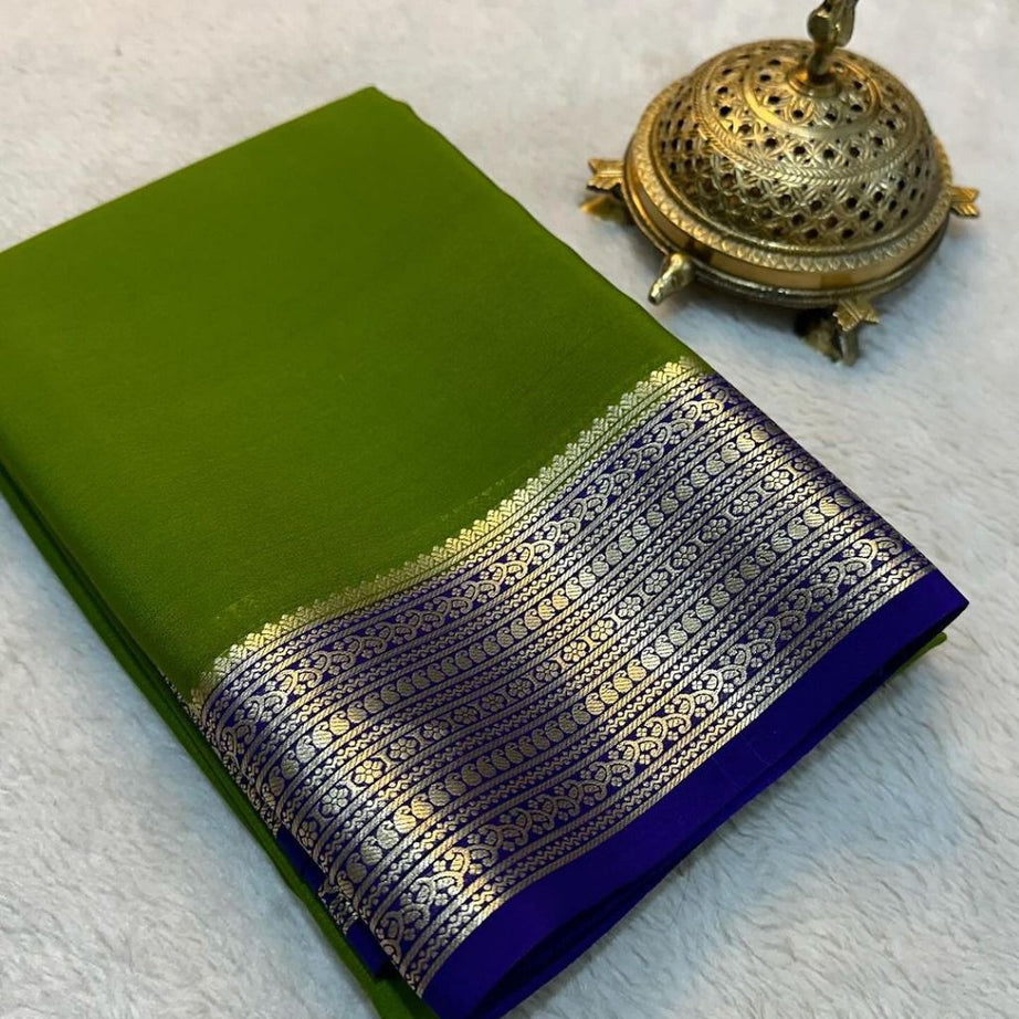 Beautiful Pure Mysore silk sarees having elegant contrast border 😍