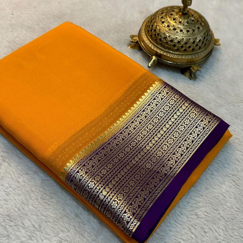 Beautiful Pure Mysore silk sarees having elegant contrast border 😍