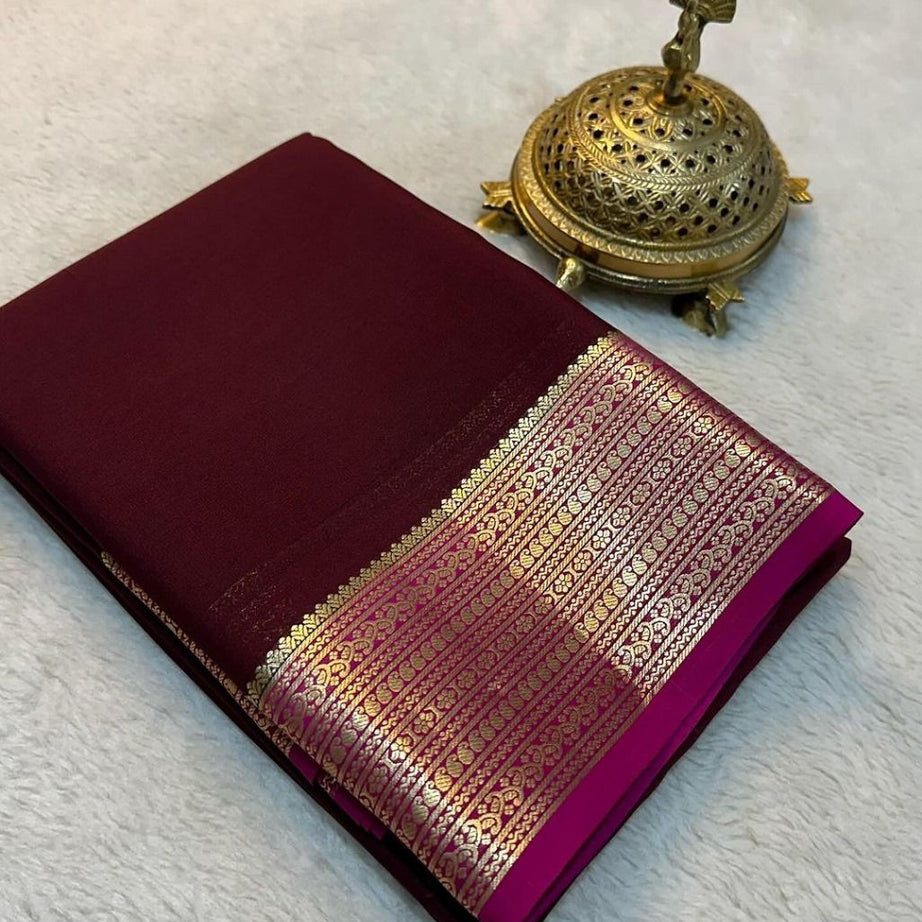 Beautiful Pure Mysore silk sarees having elegant contrast border 😍