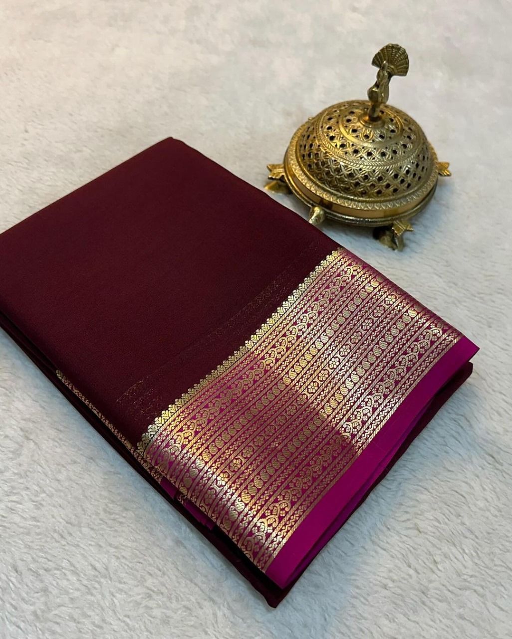 Classic Mysore Soft Silk Saree Pure Silk With Matching Blouse Piece