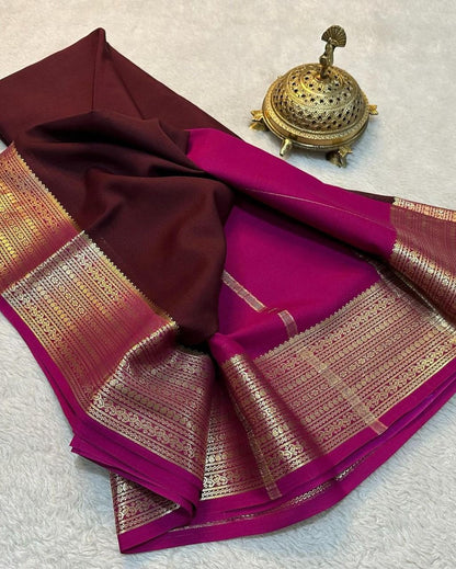 Beautiful Pure Mysore silk sarees having elegant contrast border 😍