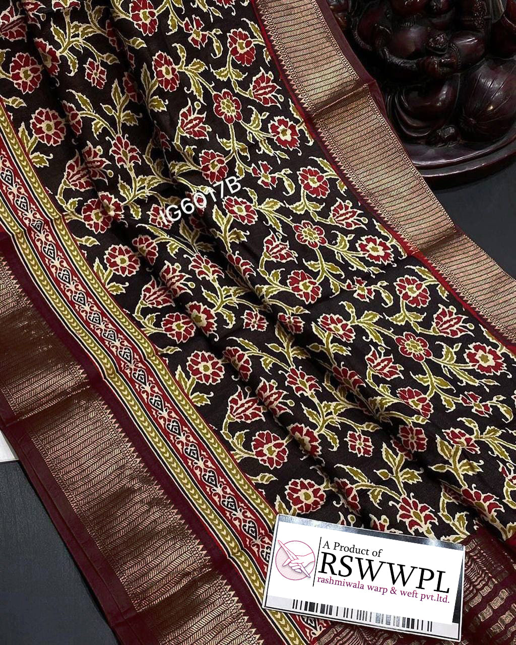 Designer Black Fancy Soft Silk Saree Assamese Pattu Digital Print