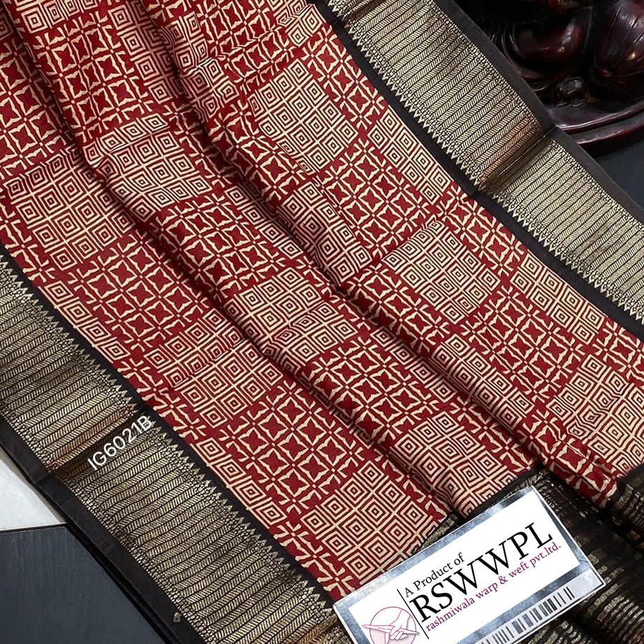 Red Pure handloom Maheswari print