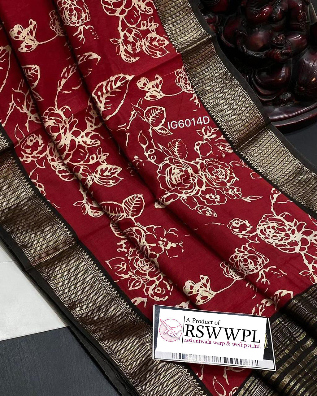 Elegant Red Soft Silk Saree With Traditional Assam Pattu Digital Print