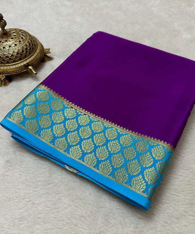 Beautiful Pure Mysore silk sarees having elegant contrast border