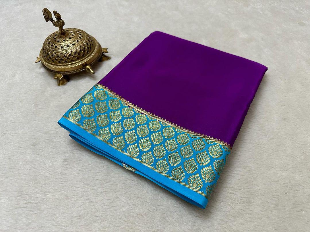Festive Wear Pure Mysore Silk Saree With Soft Drape And Unstitched Blouse