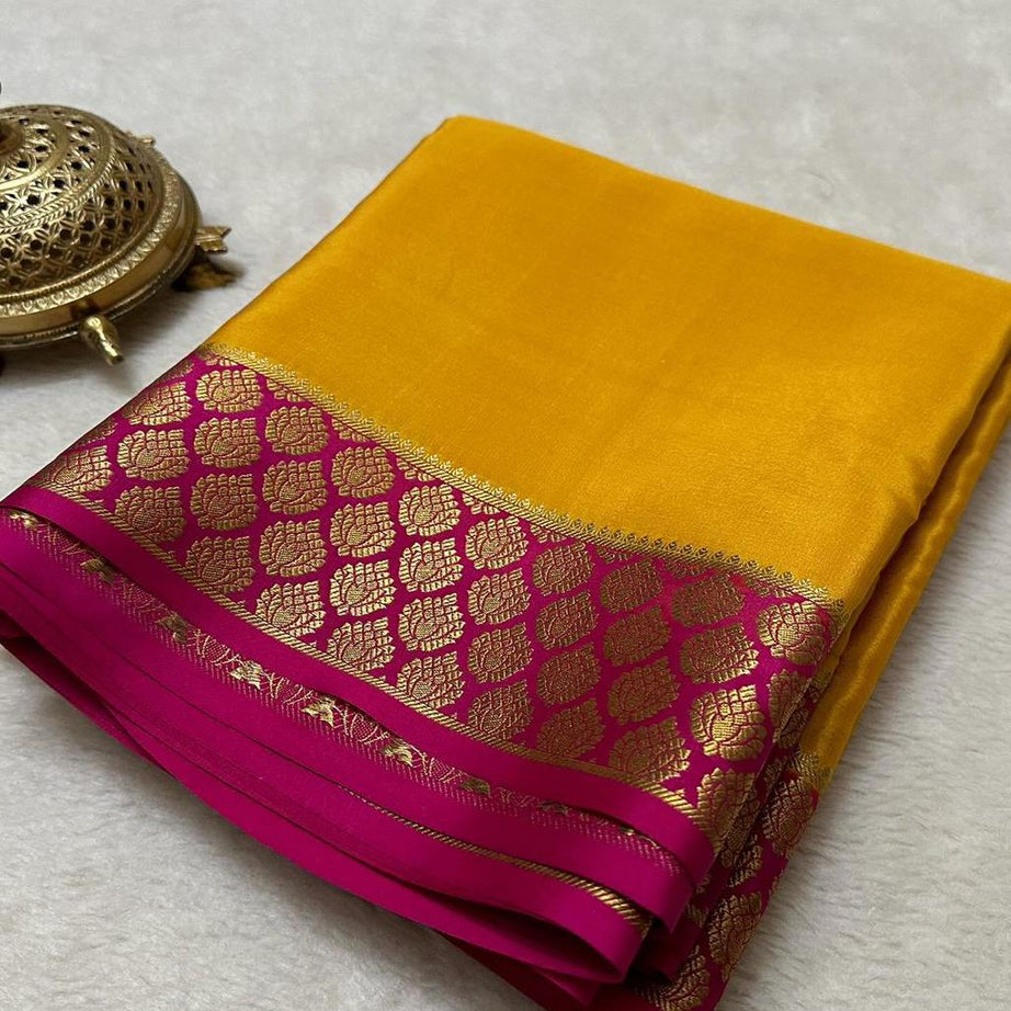 Beautiful Pure Mysore silk sarees having elegant contrast border 😍