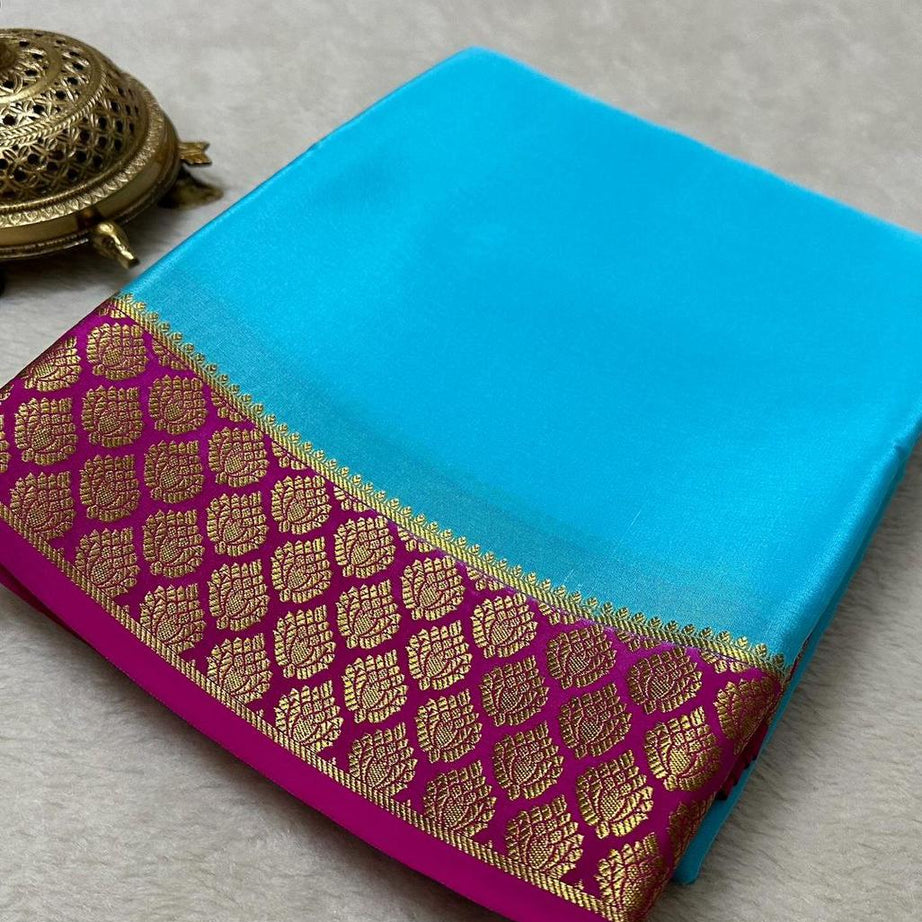 Beautiful Pure Mysore silk sarees having elegant contrast border 😍