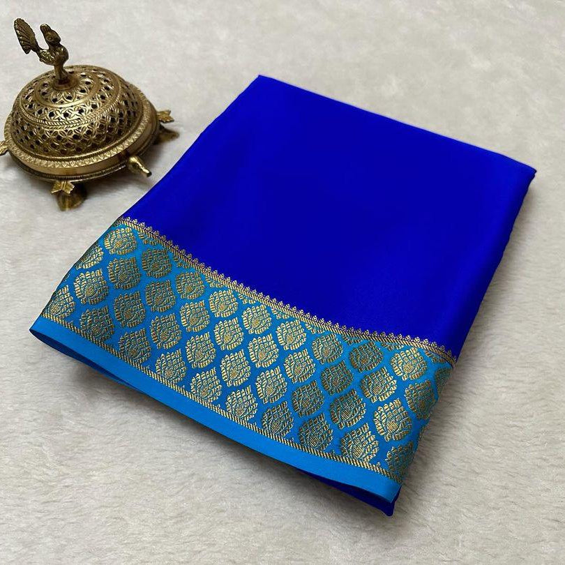 Beautiful Pure Mysore silk sarees having elegant contrast border 😍