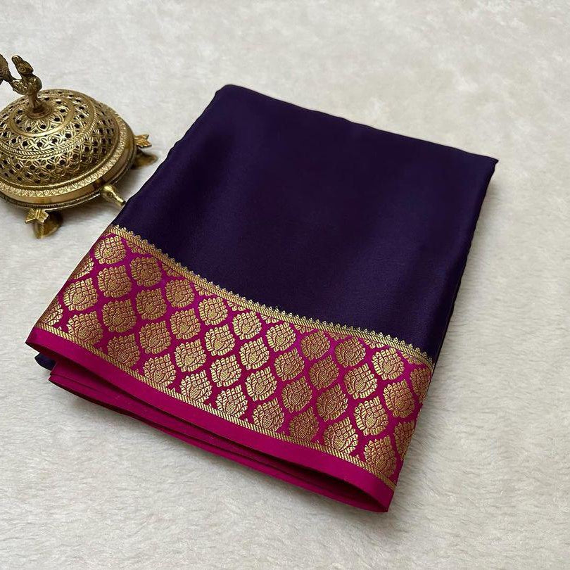 Beautiful Pure Mysore silk sarees having elegant contrast border 😍