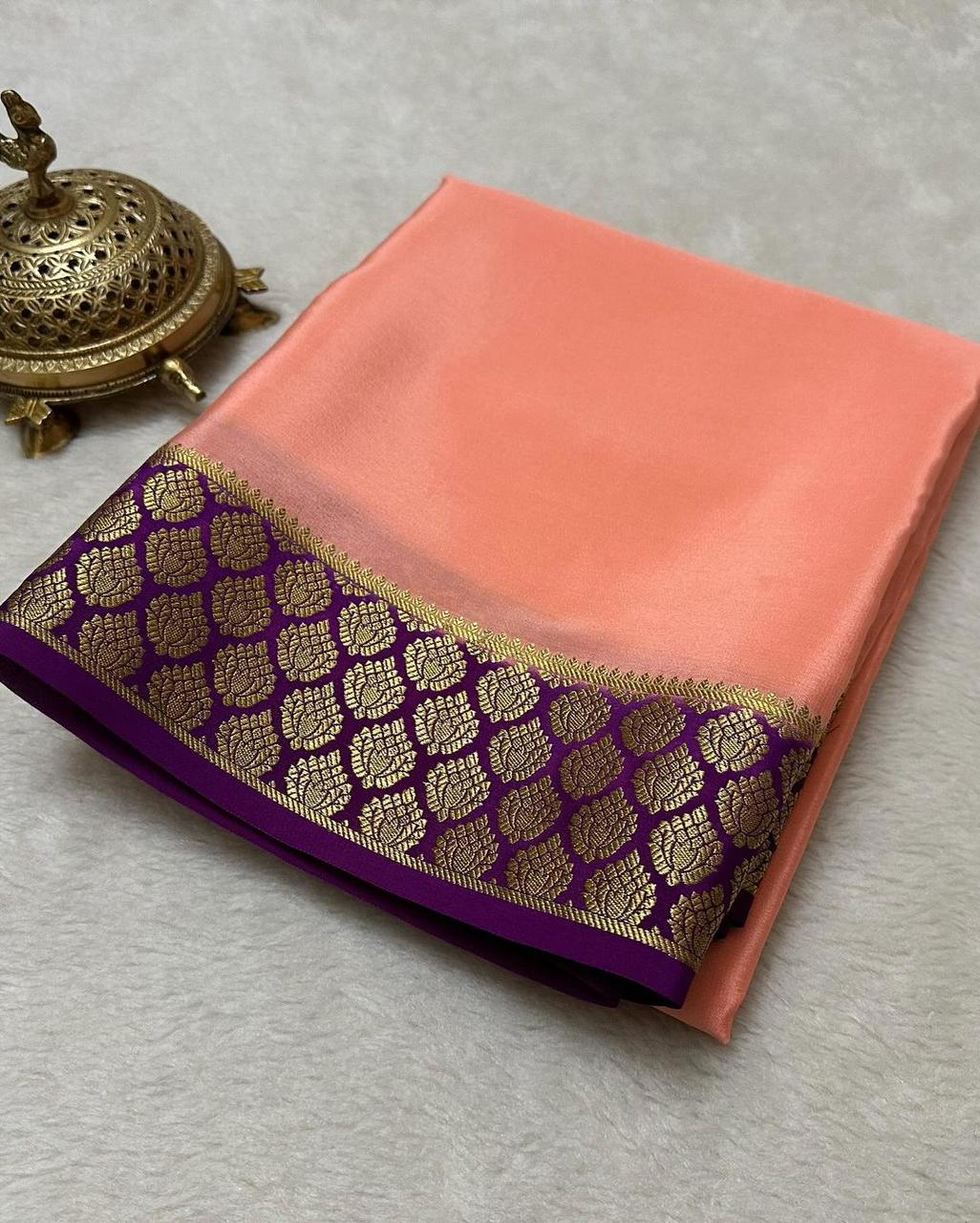 Contrast Border Soft Mysore Silk Saree For Wedding Wear