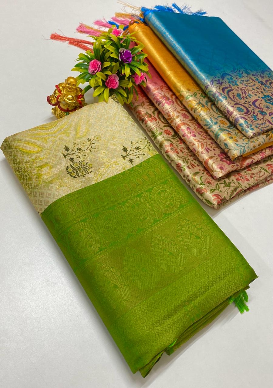 Green Fancy Banarasi Silk Digital Printed Saree
