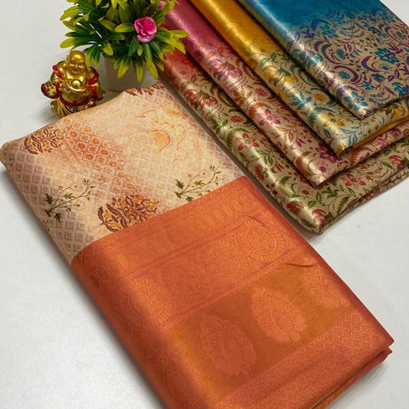 FANCY BANARAS WARM SILK DIGITAL PRINTED SAREE