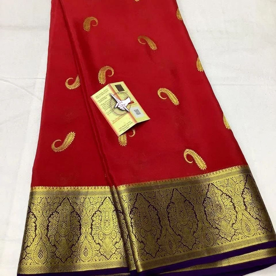 🧸ྀིMaheshwari Fancy Silk Sarees Copper Zari Brocade🧸ྀི