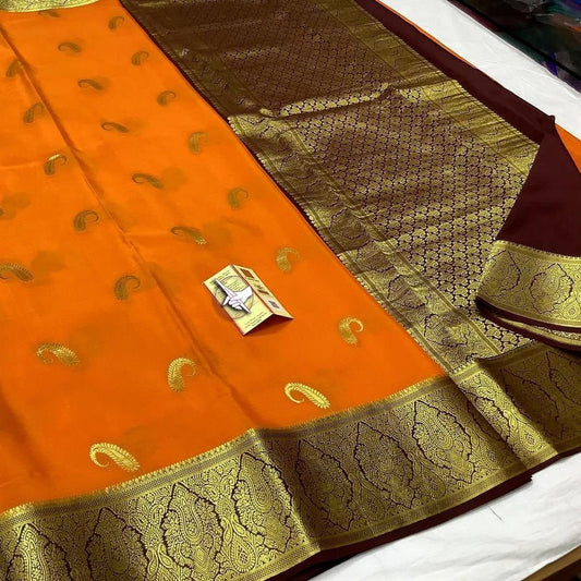 🧸ྀིMaheshwari Fancy Silk Sarees Copper Zari Brocade🧸ྀི