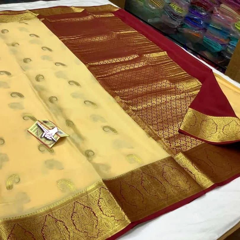 🧸ྀིMaheshwari Fancy Silk Sarees Copper Zari Brocade🧸ྀི