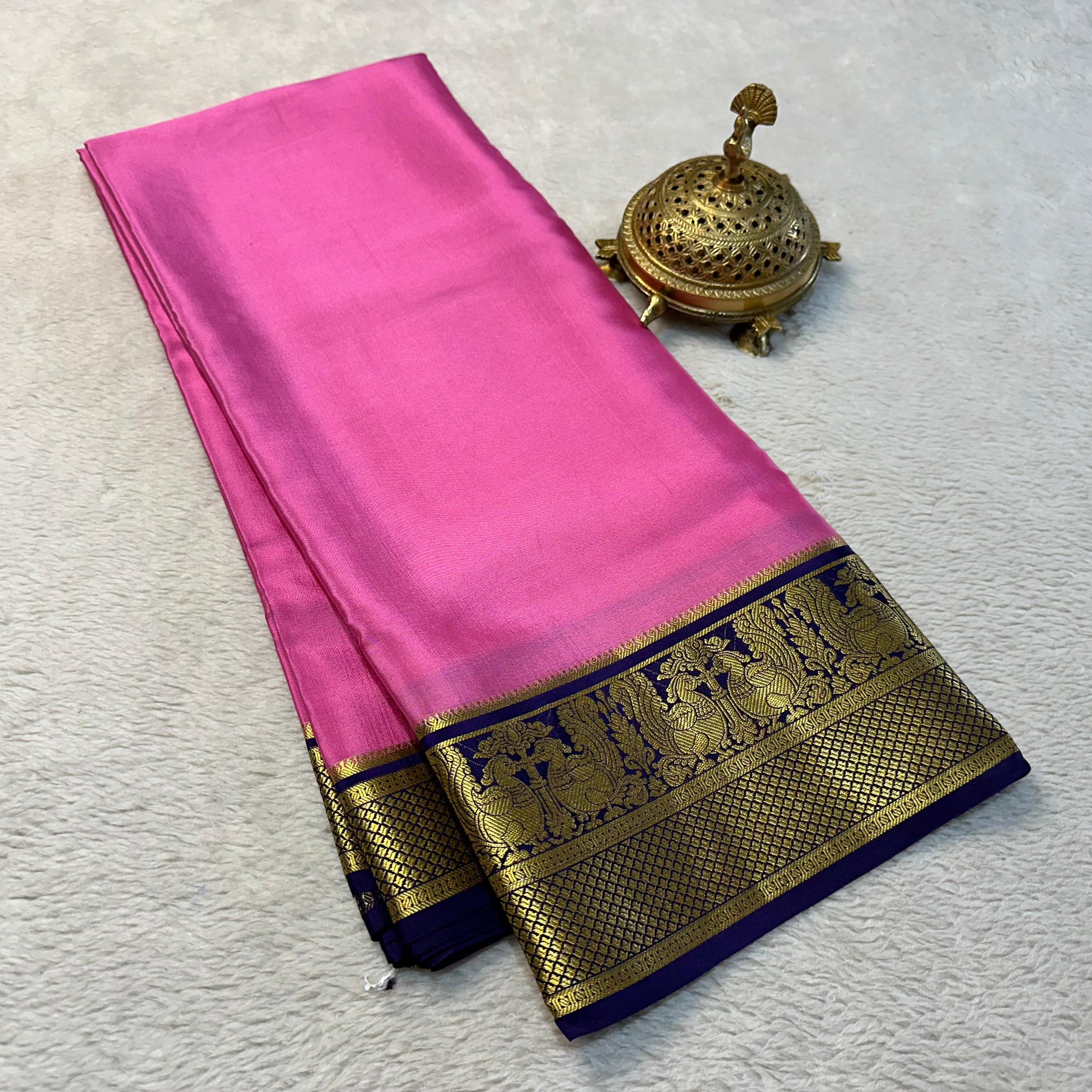 Beautiful Pure Mysore silk sarees having elegant contrast border 😍