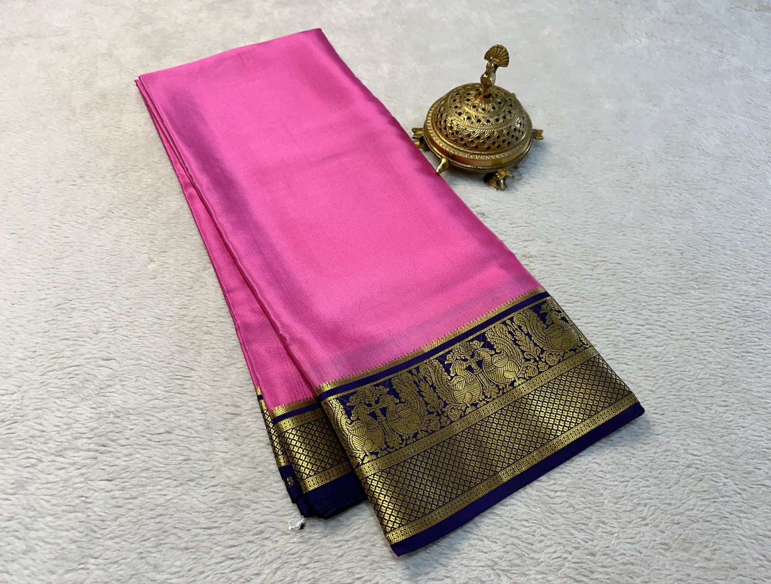 Traditional Pure Mysore Soft Silk Saree With Elegant Contrast Border
