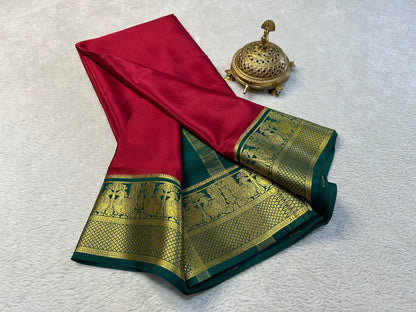 Beautiful Pure Mysore silk sarees having elegant contrast border 😍