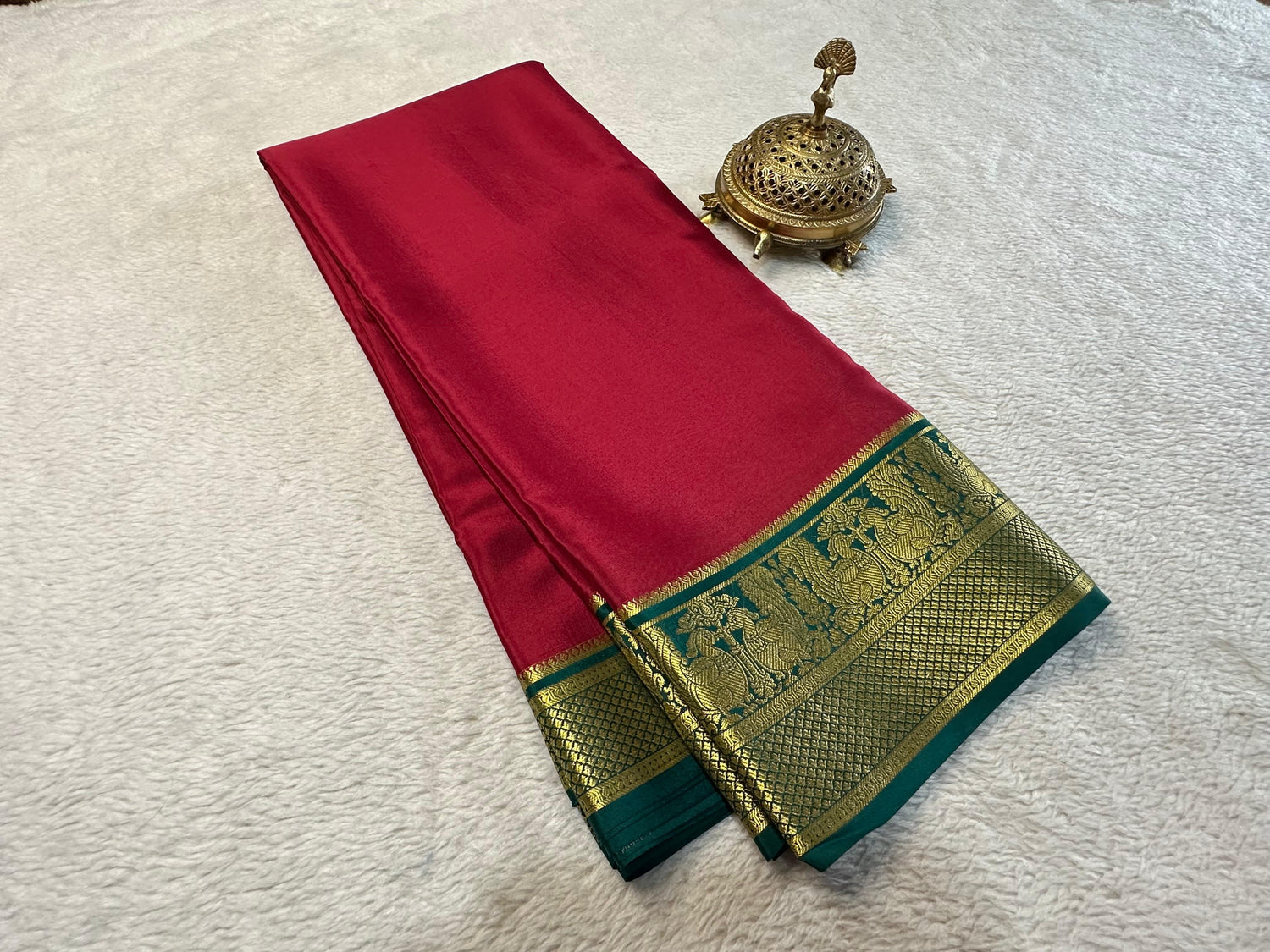 Ethnic Pure Silk Saree From Mysore With Colorful Borders