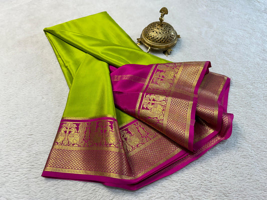 Beautiful Pure Mysore silk sarees having elegant contrast border 😍