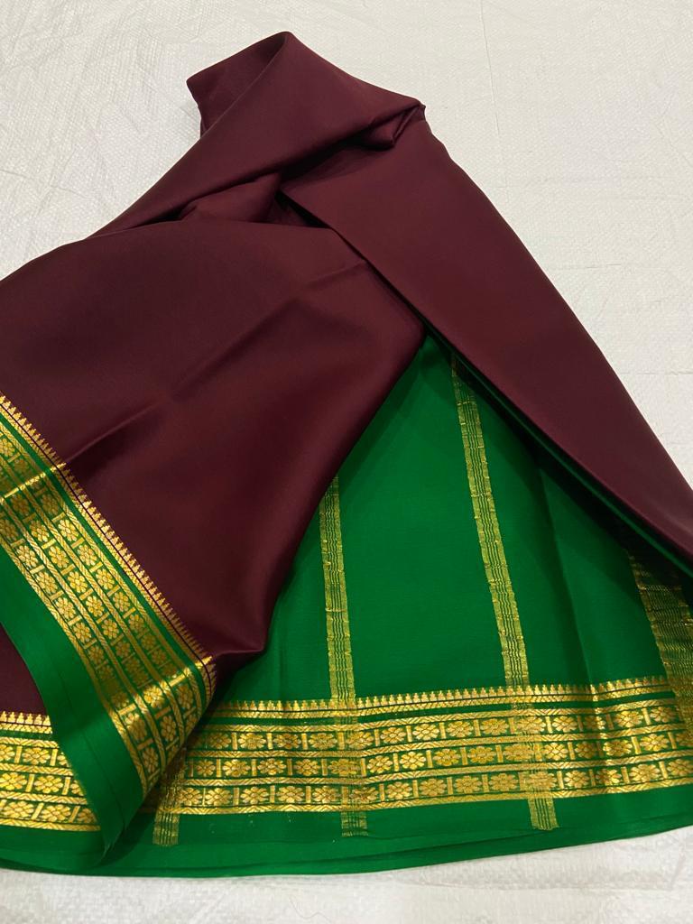 Red And Green Soft Silk Simple Saree