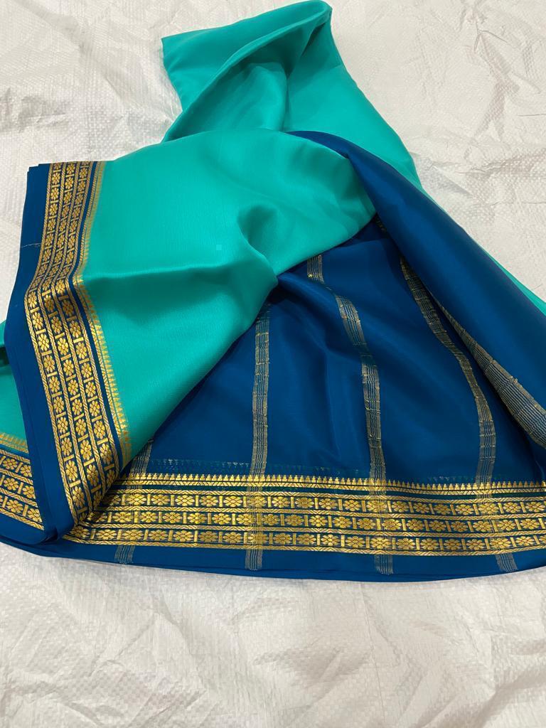 Sea Green Soft Silk Zari Border Saree