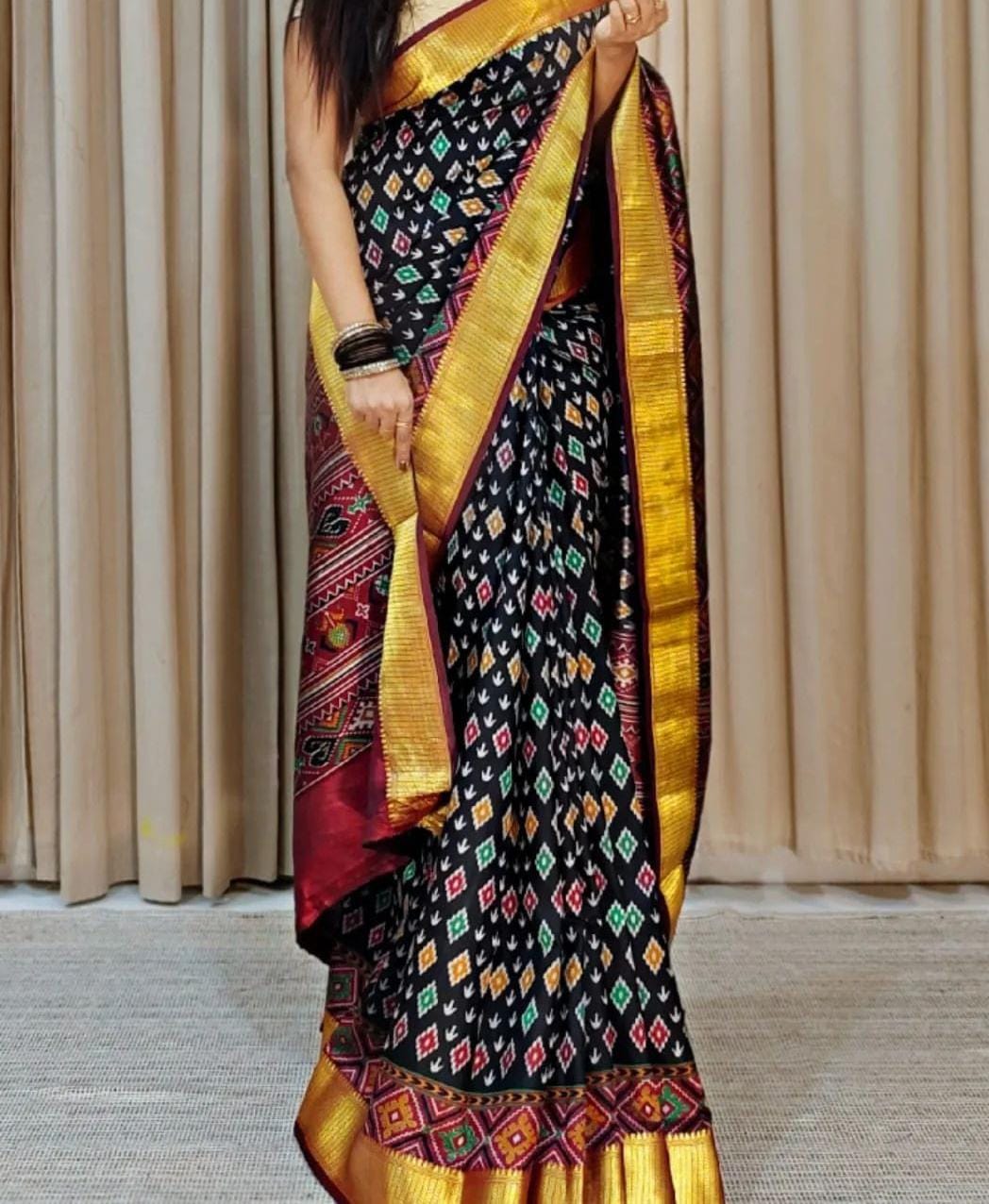 Black Super viscose Tarpan Silk Digital Print Saree