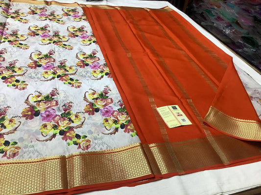 Pure Mysore Printed crepe silk sarees*🎉