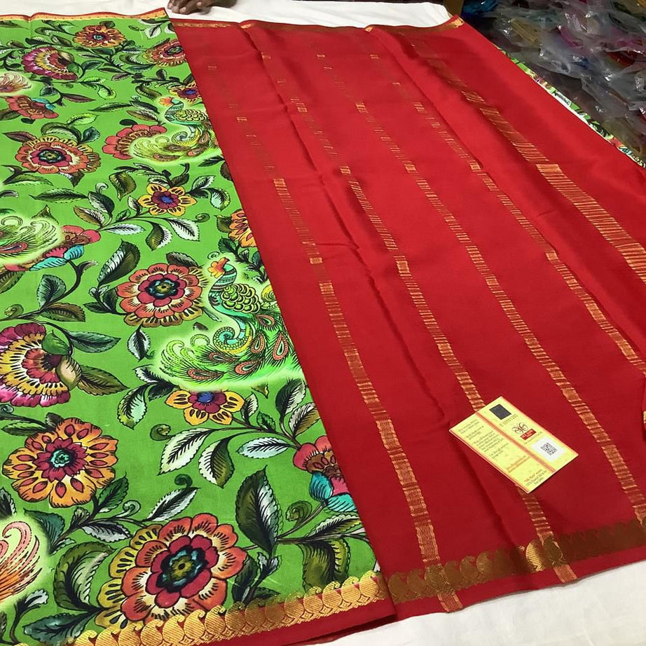 Pure Mysore Printed crepe silk sarees