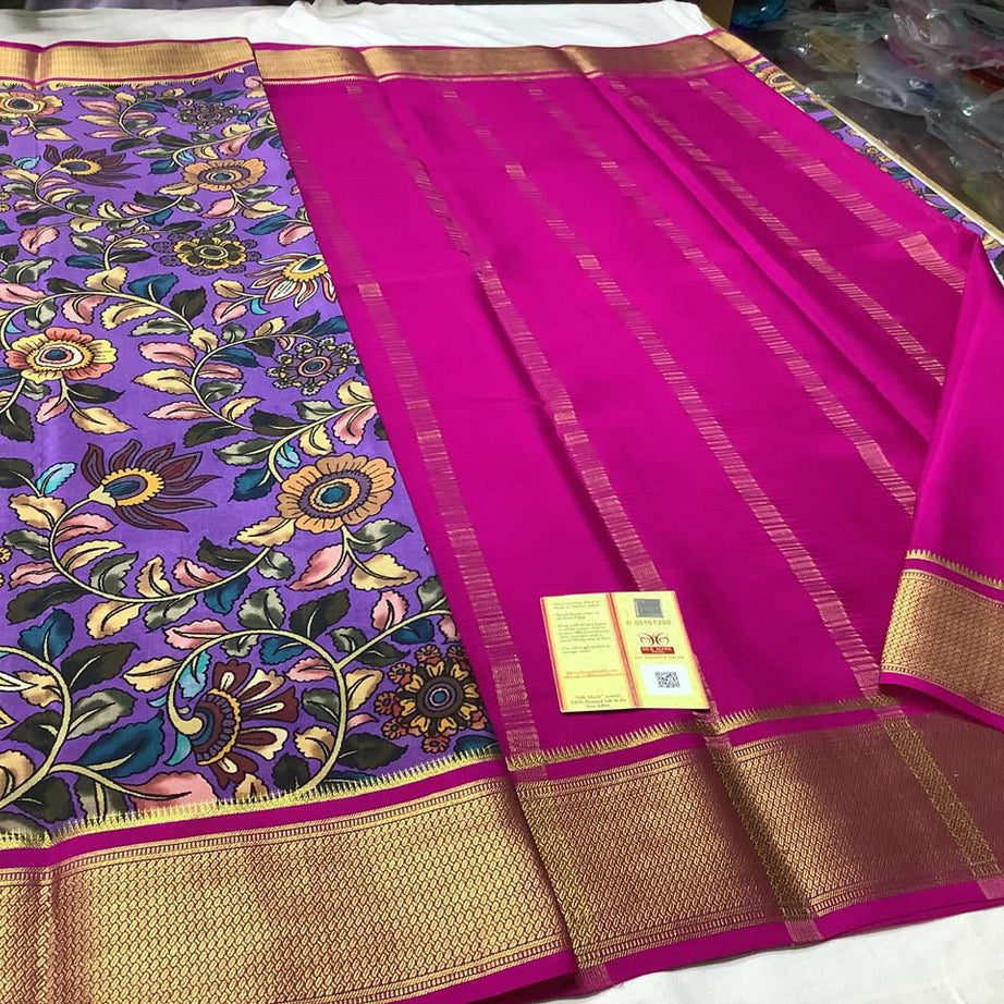 Pure Mysore Printed crepe silk sarees