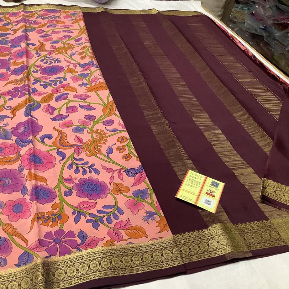 Pure Mysore Printed crepe silk sarees