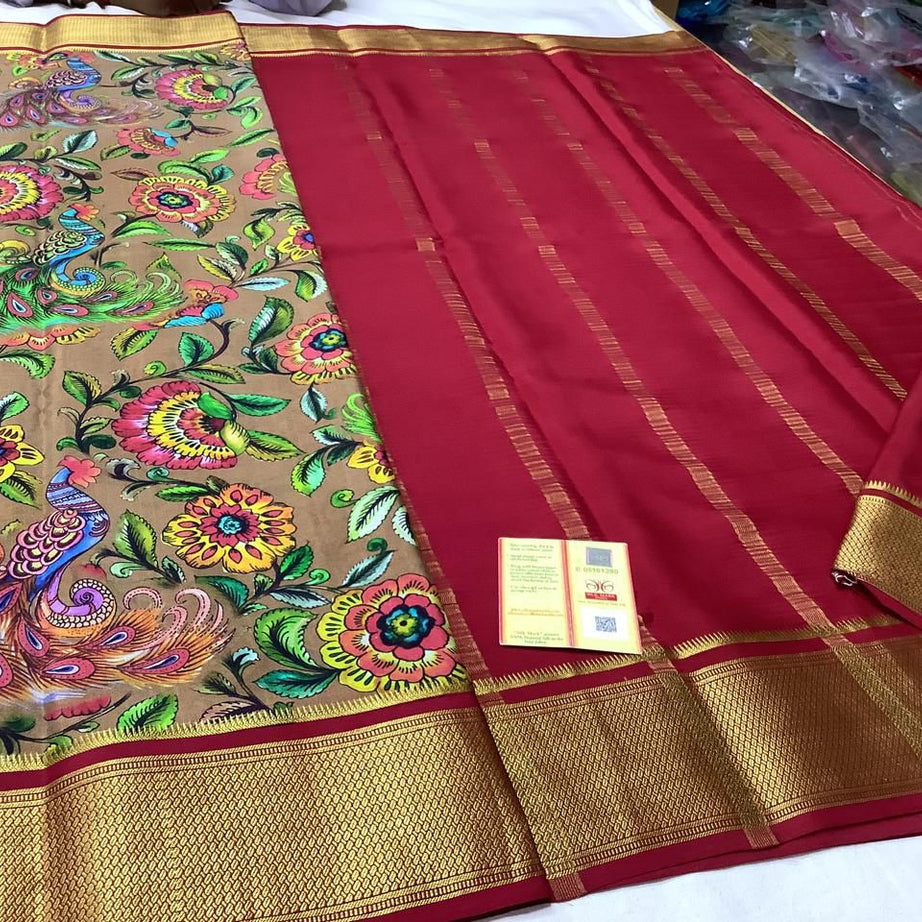 Pure Mysore Printed crepe silk sarees