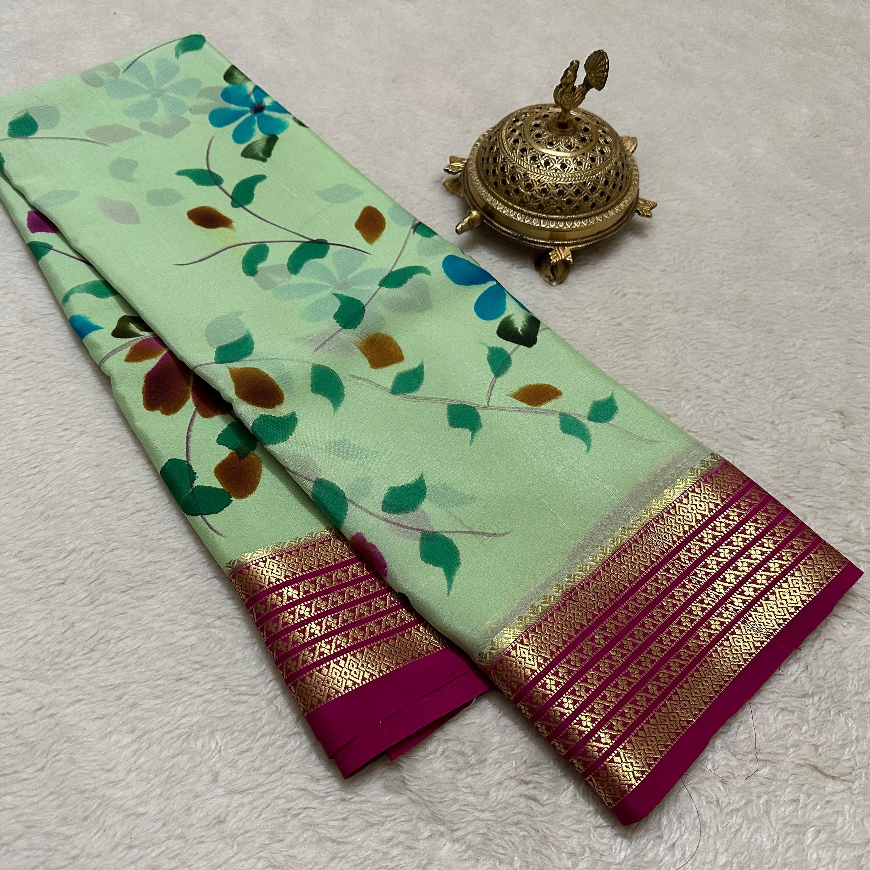 Pure Mysore Printed crepe silk sarees