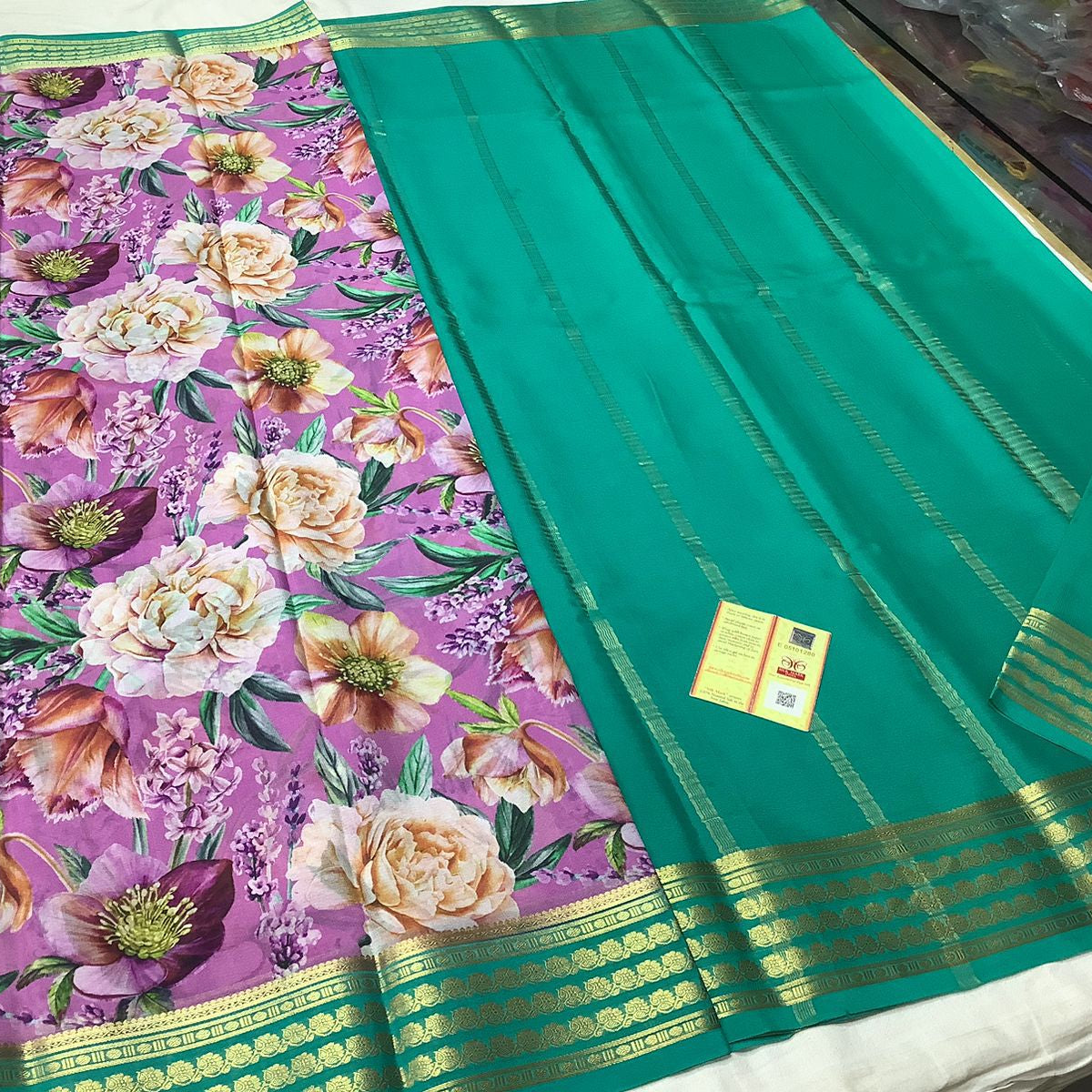 Pure Mysore Printed crepe silk sarees