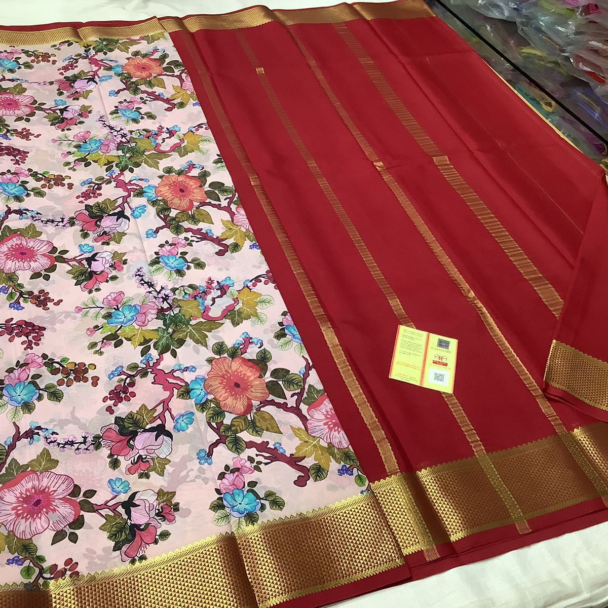 Pure Mysore Printed crepe silk sarees