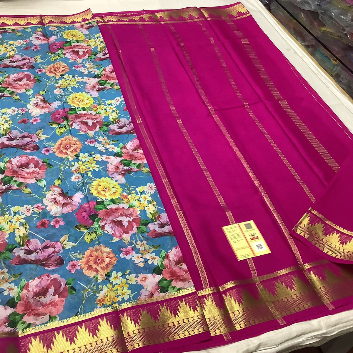 Pure Mysore Printed crepe silk sarees