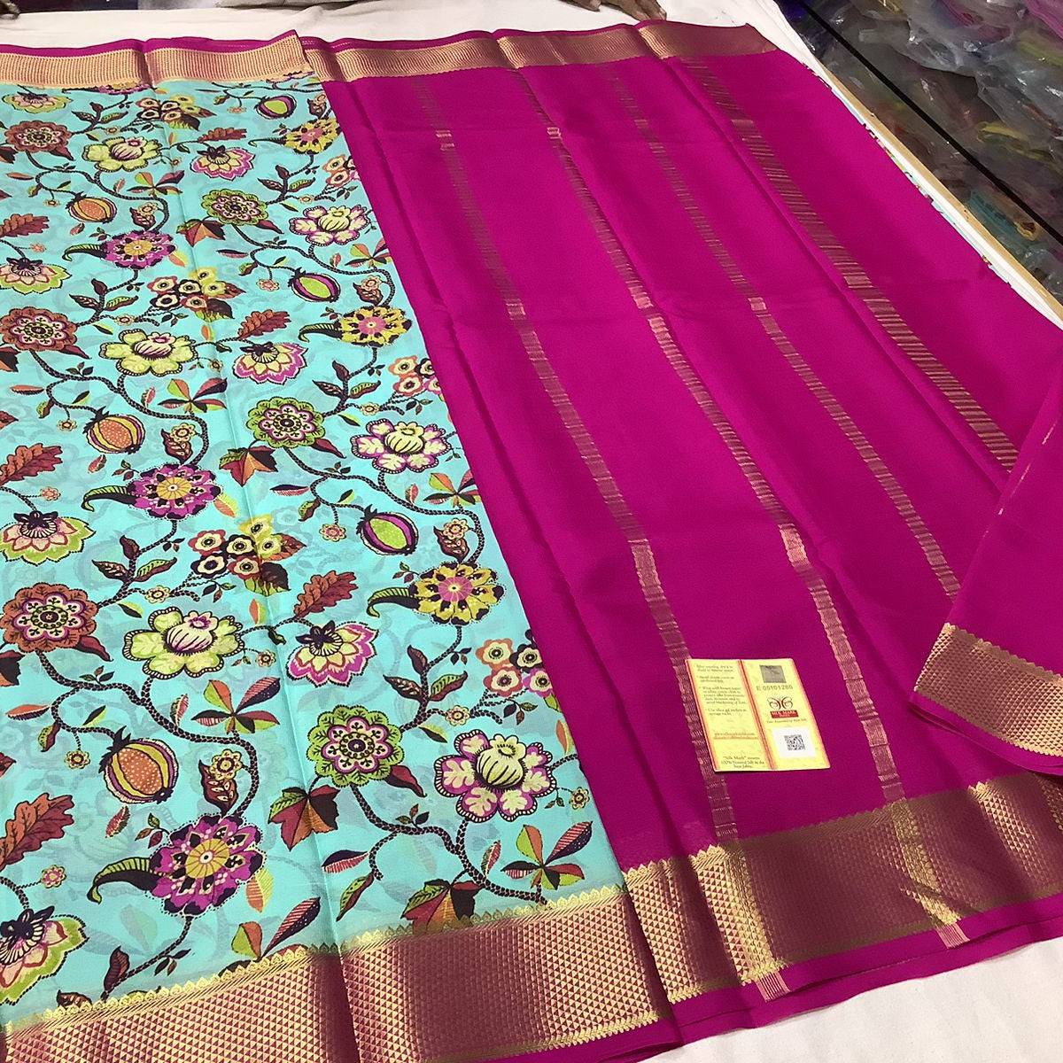 Pure Mysore Printed crepe silk sarees