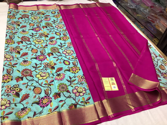 Pure Mysore Printed crepe silk sarees*🎉