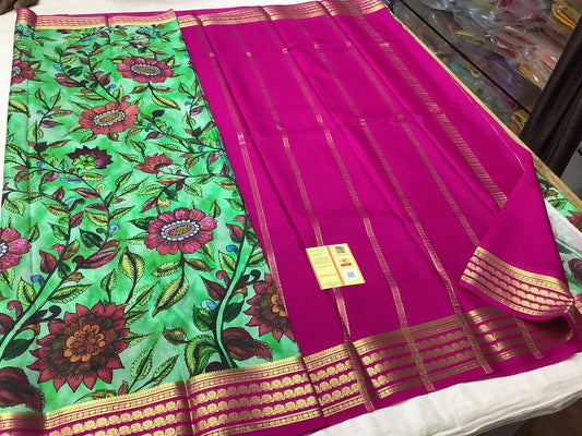 Pure Mysore Printed crepe silk sarees*🎉