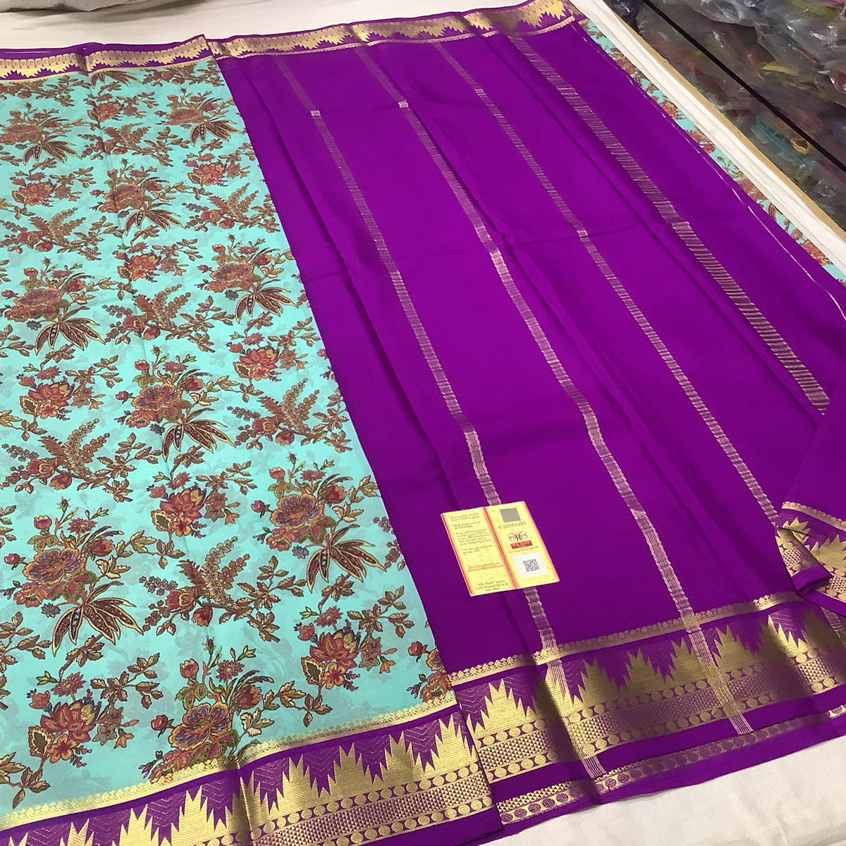 Pure Mysore Printed crepe silk sarees