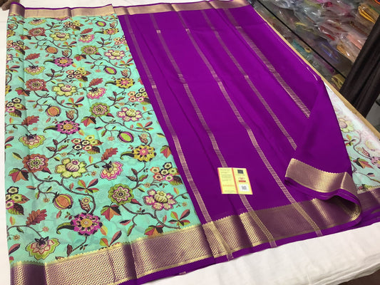 Pure Mysore Printed crepe silk sarees*🎉