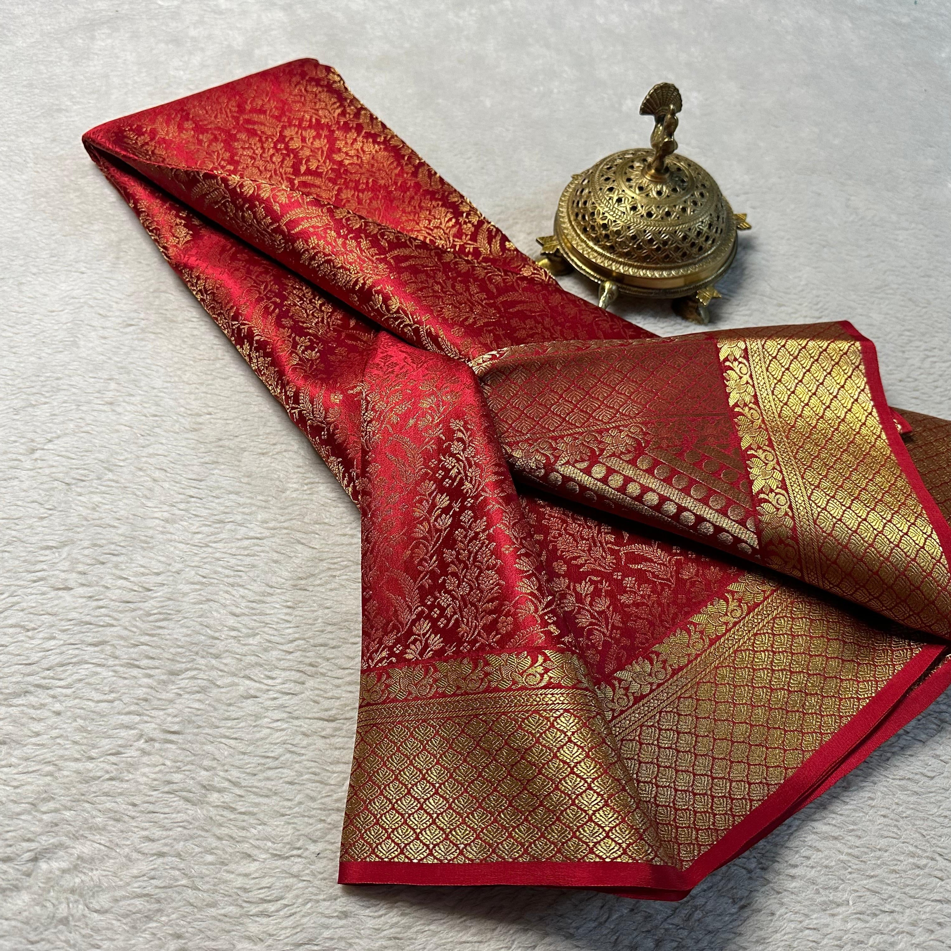 Exquisite Brocade Mysore Silk Saree in Red