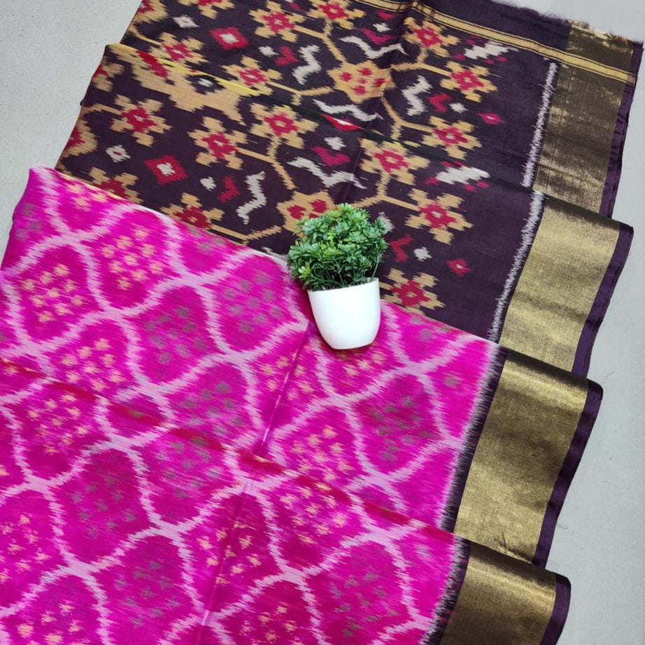 Ikkat Sico Handloom  Pattu  Silk Sarees