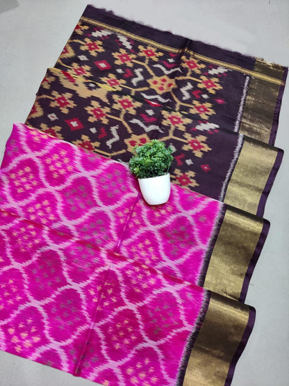 Ikkat Sico Handloom  Pattu  Silk Sarees